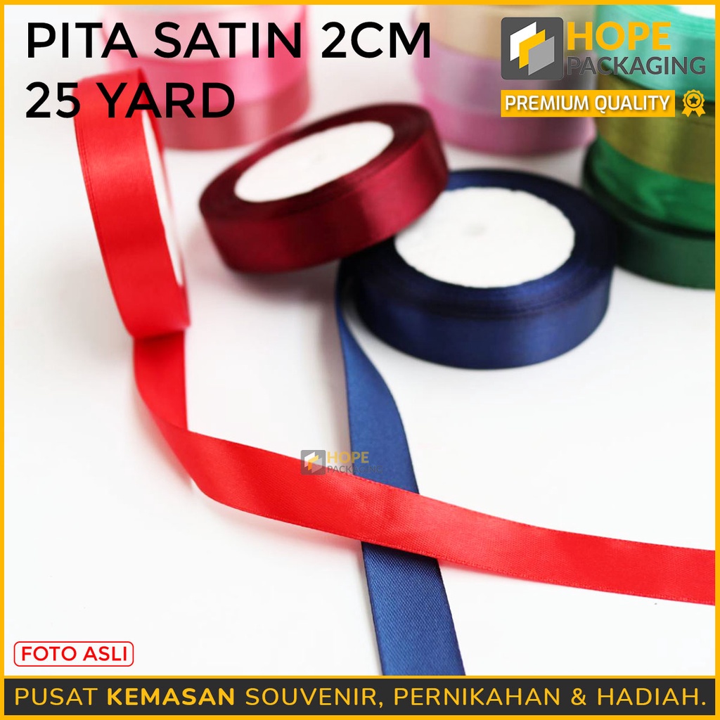 Termurah Pita Satin 2 CM  25 YARD 1Roll Warna Pastel Pita Bucket Bunga Untuk Kotak Kado , Craft , Souvenir