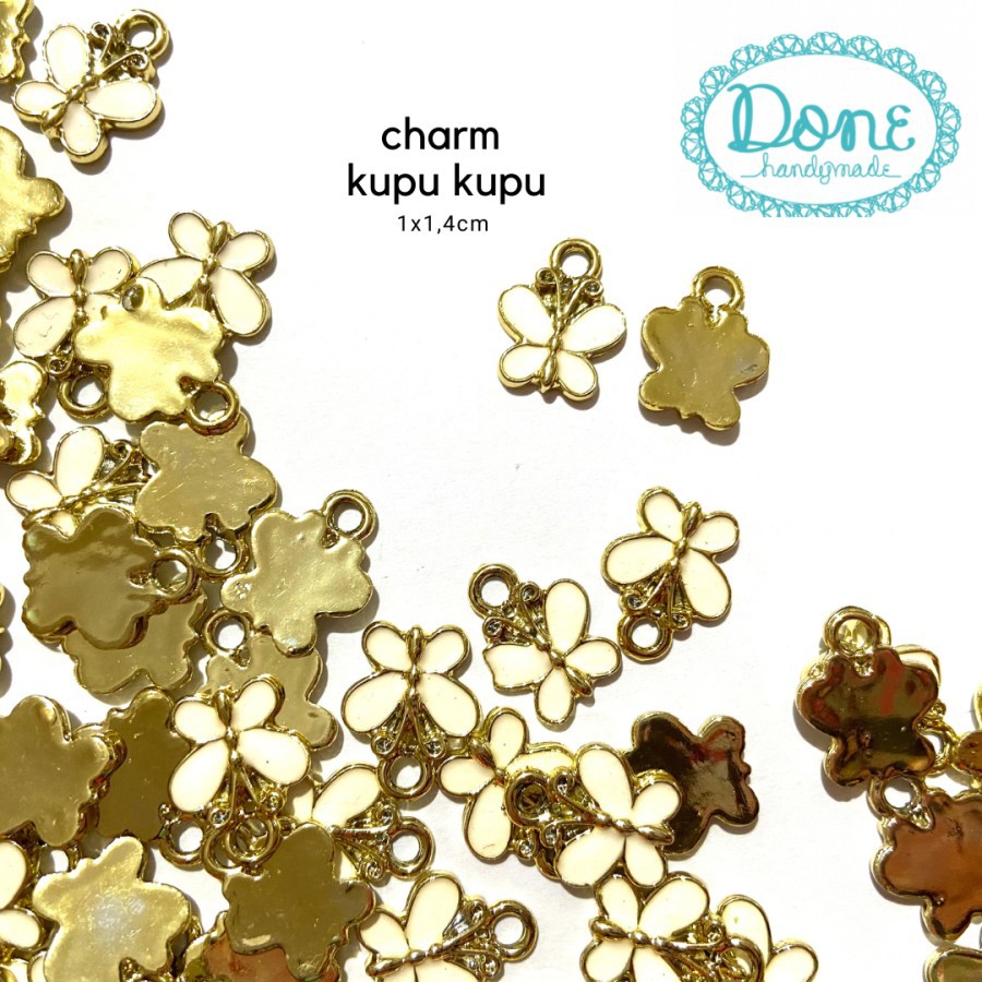 Charm enamel charm kupu kupu aksesoris pernak pernik perhiasan liontin