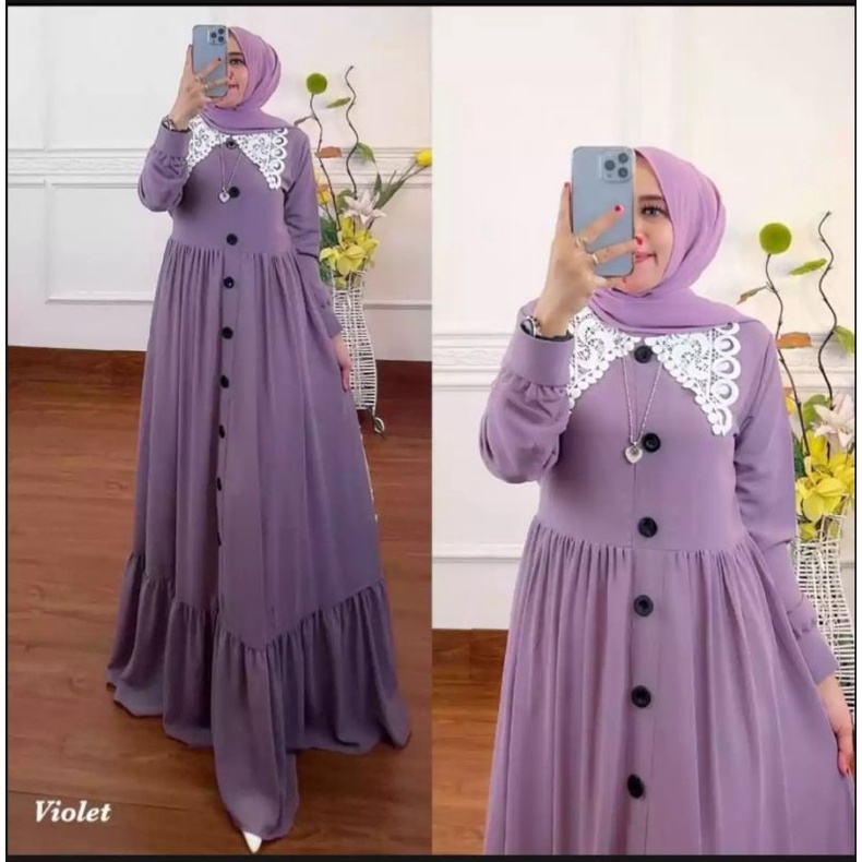 DRESS MAYRA MAXY KANCING GAMIS CERUTY BABYDOLL FULL PURING BUSUI RENDA MEWAH KERAH KOREA GAMIS TERBA