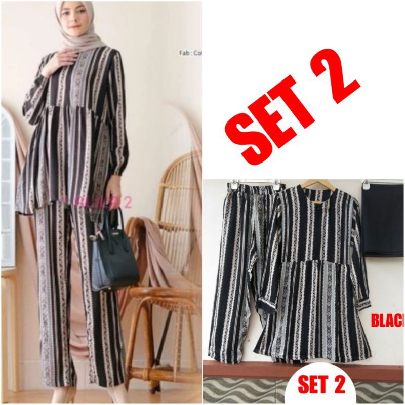 REALPICK 3 IN 1 PAJAMAS,,ONE SET RAYON ORIGINAL BAHAN JATUH