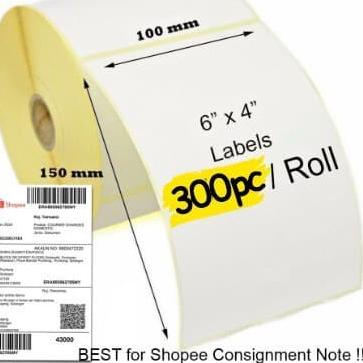 

♙ LABEL BARE DIRECT THERMAL 100 X 150 mm KERTAS STICKER A6 ♣