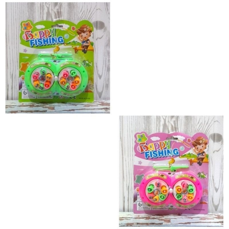 TERMURAH Mainan anak pancing ikan 2 in 1 magnetik/mancing ikan happy fishing/kolam bisa berputar