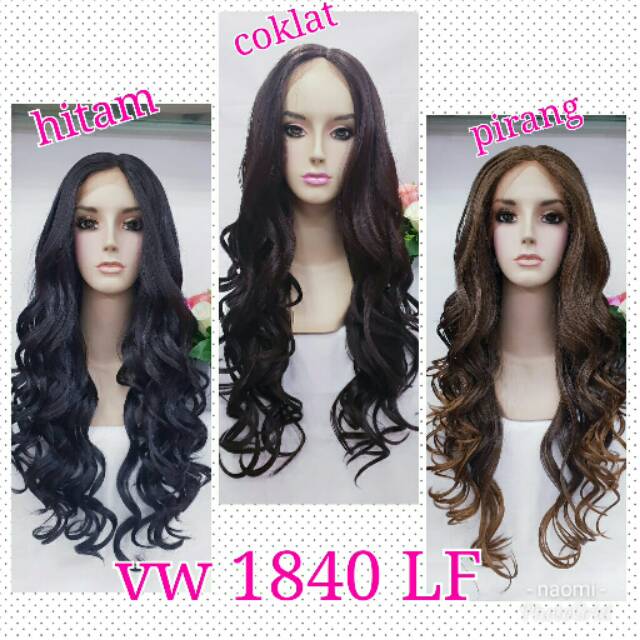Front lace wig Wig wanita full panjang tanpa poni