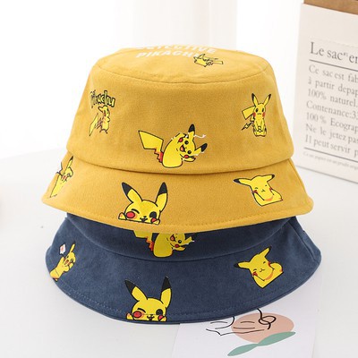 Topi Bucket Motif Pikachu Bahan Corduroy Untuk Anak Laki-Laki Dan Perempuan