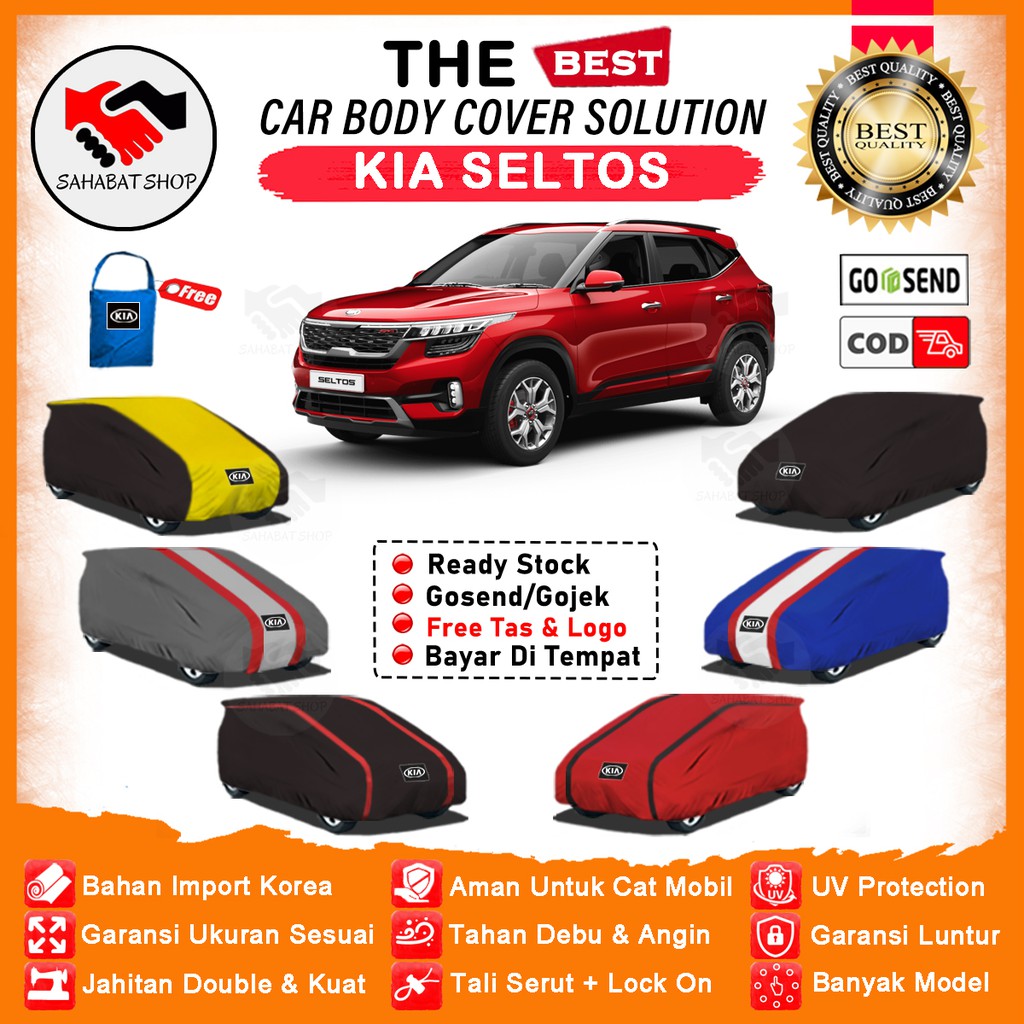 Sahabat Body Cover Mobil Seltos / Sarung Penutup Kia Seltos Outdoor / Tutup Mantel Selimut Kerudung Kerodong Kelambu Terpal Pelindung Matol Jas Bungkus Mobil Anti Air Waterproof Model Orange