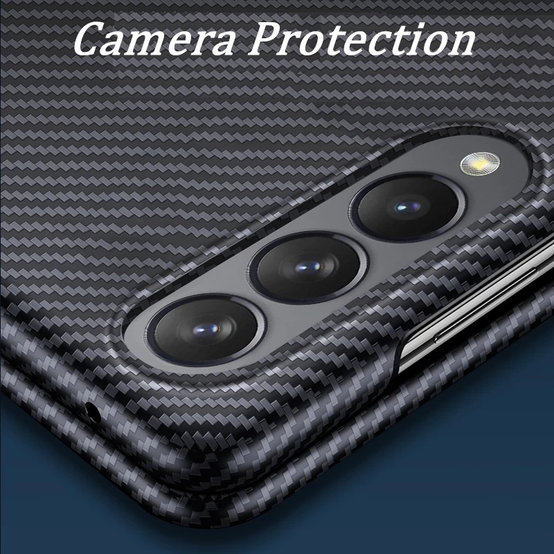 2 in 1  Real Carbon Fiber Mobile Phone Case for Samsung Z Fold 3