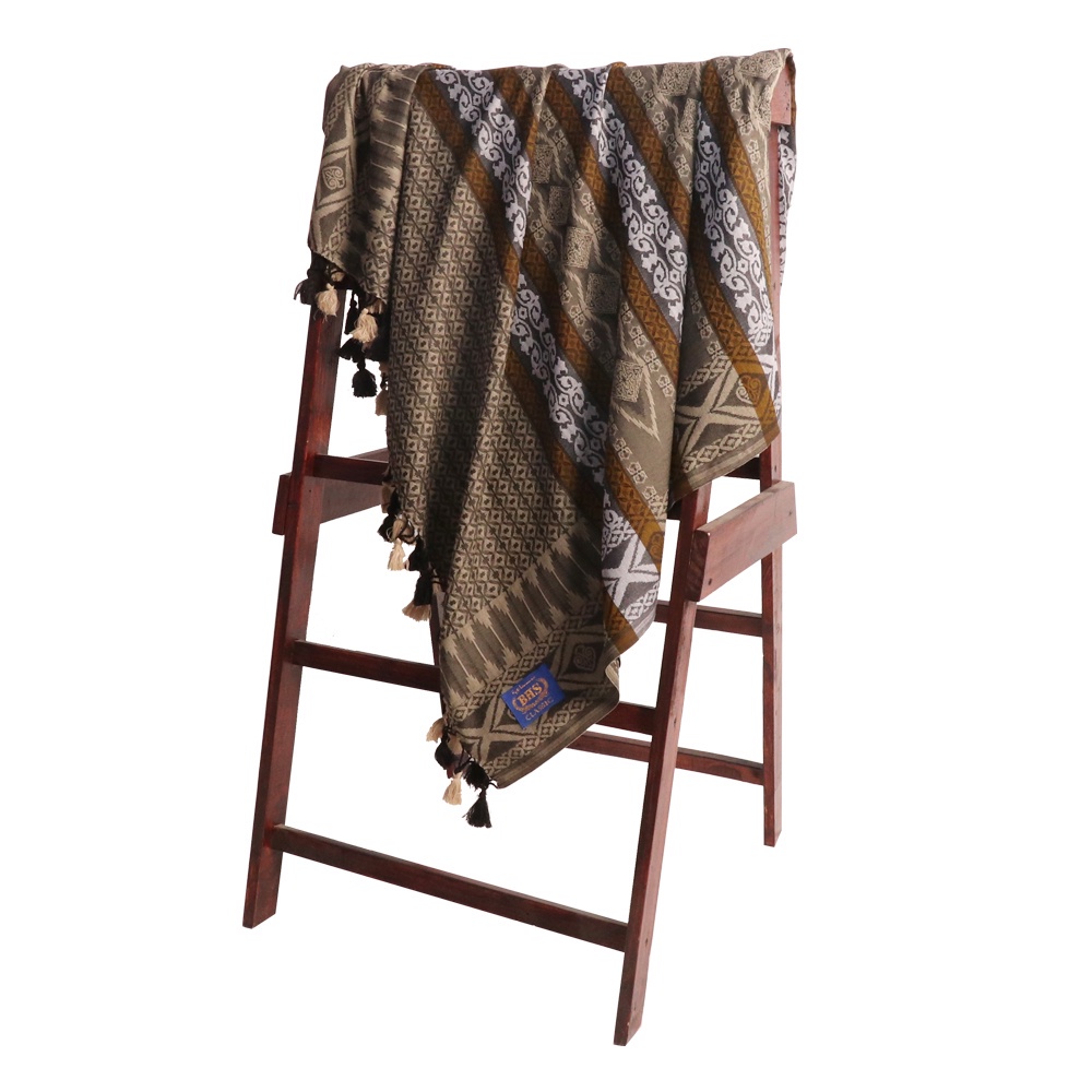 Surban Subaiyah BHS Classic Motif Jacquard Hijau Abu