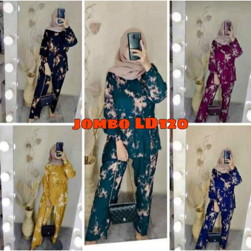 [BISA COD] Setelan Tie Dye One Set Rayon LD120 JOMBO