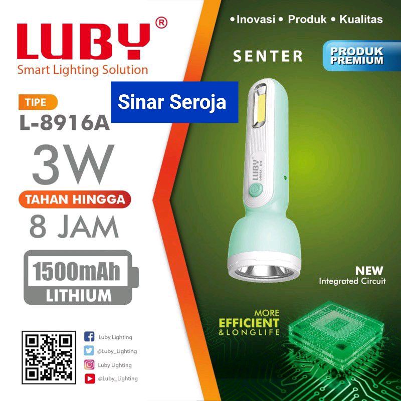 Senter  Cas / Lampu Senter / Senter Bagus / Senter Luby -8916A 3 Watt / Senter Terang Murah