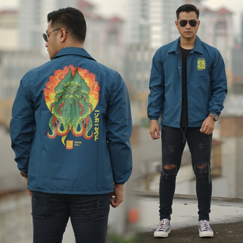 KMO Jaket Coach Pria Indigo Original / Jaket Parasut