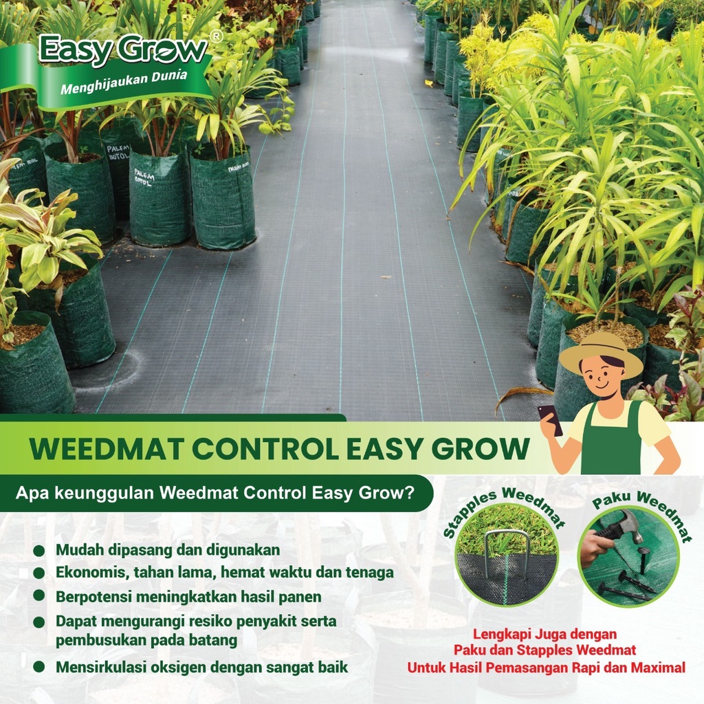 EASY GROW - WEEDMAT CONTROL size 1,2 x 50 m (ROLL) - terpal pengendali rumput - terpal greenhouse