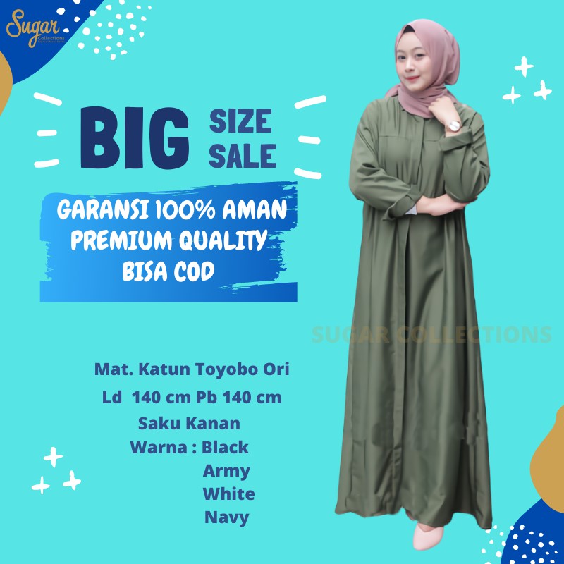 Gamis Jumbo LD 140 Kategori Fashion Muslim Big Size Dress Saku Kanan