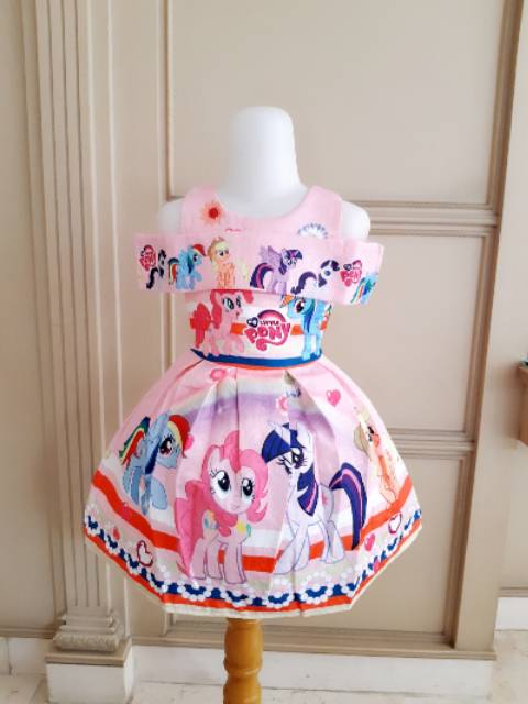 GA2680 LITTLE PONY SABRINA DRESS ULANG TAHUN ANAK KUDA PONI MURAH PINK KUNING IMPORT LUCU