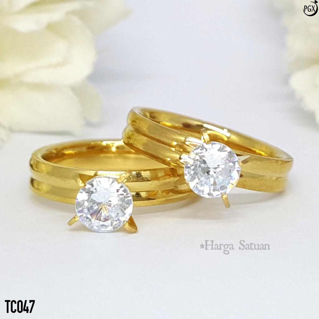 PGX Cincin Titanium Couple Emas Tunangan Aksesoris Fashion Perhiasan Anti Karat - TC047