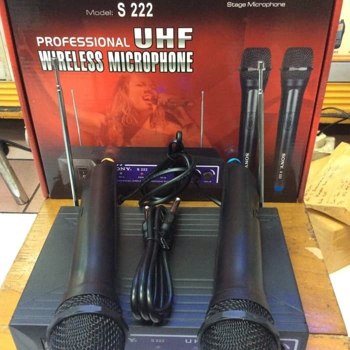 Microphone Wireless SONY S-222  Microphone Double Wireless UHF suara mantap