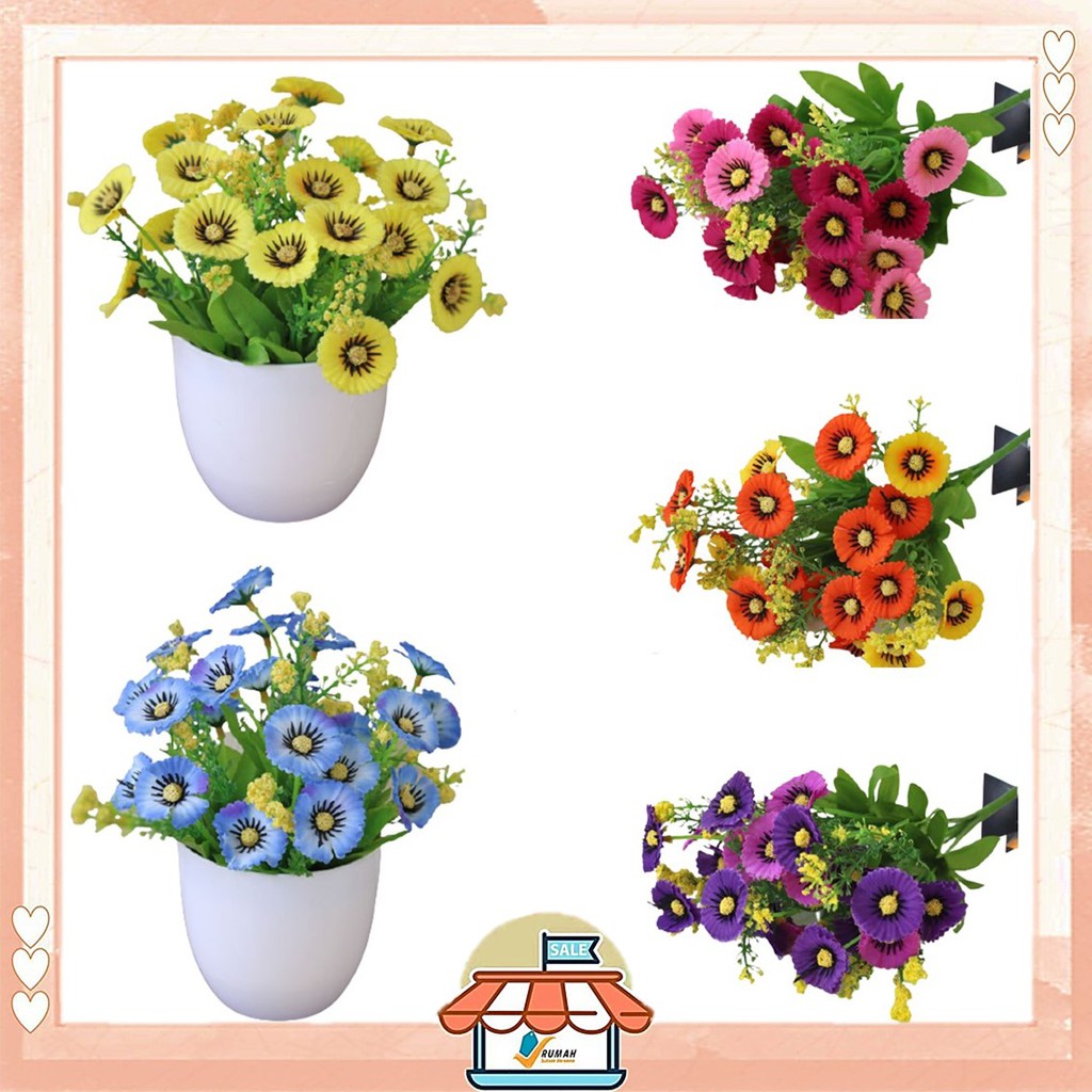 RSB COD CLEAR STOCK Pot Bunga Kode 09 Cosmos / Tanaman Bunga Plastik / Bunga Dekorasi Rumah / Tanaman Ornamen