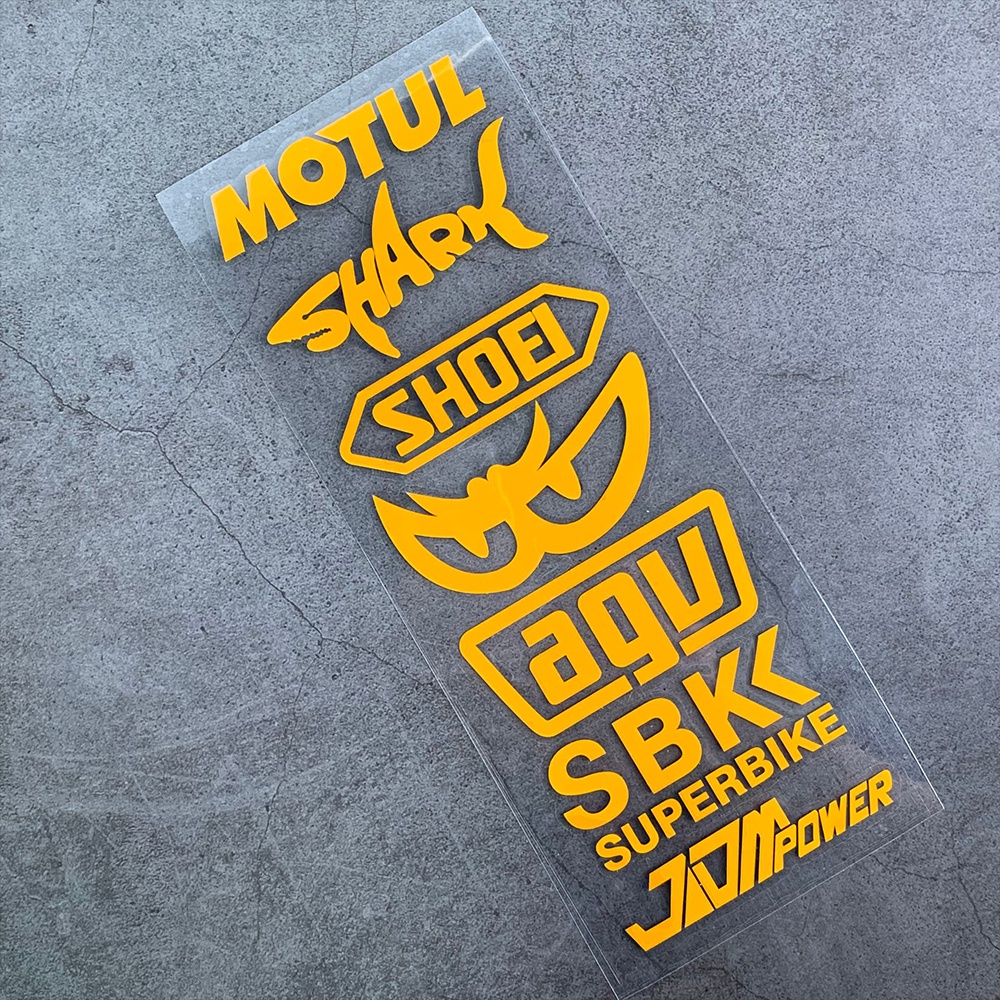 1Pcs Reflektif MOTUL SHARK SHOEI BERIK AGV SBK JDM Stiker Helm Sepeda Stiker Mobil Styling Vinyl Dekorasi