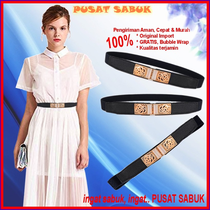 Gesper Belt Sabuk Karet Elastis Ikat Pinggang Wanita Fashion Kecil Korea Obi Women Emas Aksesoris cm