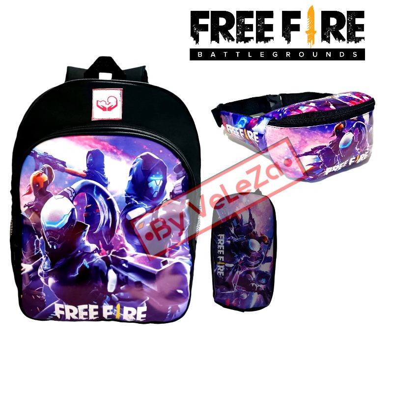 Tas anak ransel karakter game free firee gratis waistbag topi jam tangan tempat pinsil - tas anak