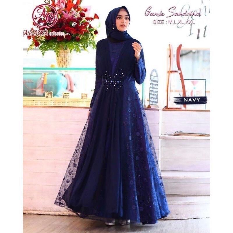 REALPICT GAMIS PESTA MURAH/GAMIS TILLE SELENDANG 7 WARNA/GAMIS SANDRIANA/BY ALDZA