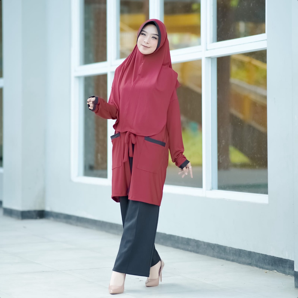 sansanhijab Hijab Syar’i Cleo Cardigan Ped – Cardigan Panjang dengan Desain Dinamis dan Elegan