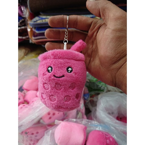 Gantungan Kunci Boneka Boba Unik 10 Cm-Merah Fanta