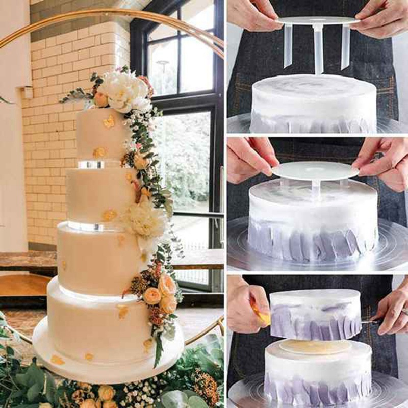 Cake Plate,5 Cake Stand, Cake Base (9/12/16/20/20 cm) with 15 Dowel Rods, Reusable for Tiered Stacked Cakes, for Wedding