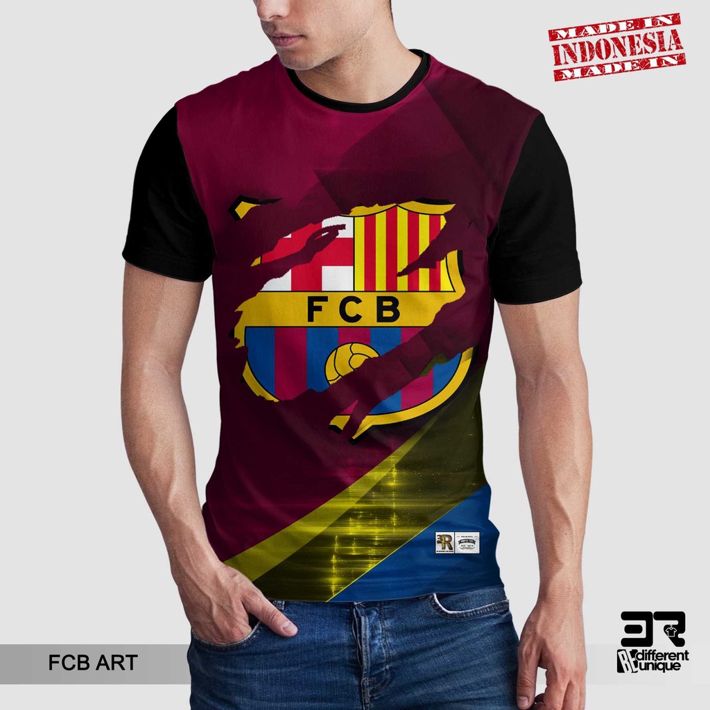 [ COD ] KAOS PRINTING GAMBAR TEAM SEPAKBOLA BARCELONA FC ART - BAJU SEPAK BOLA  BARCA DISTRO ORIGINA