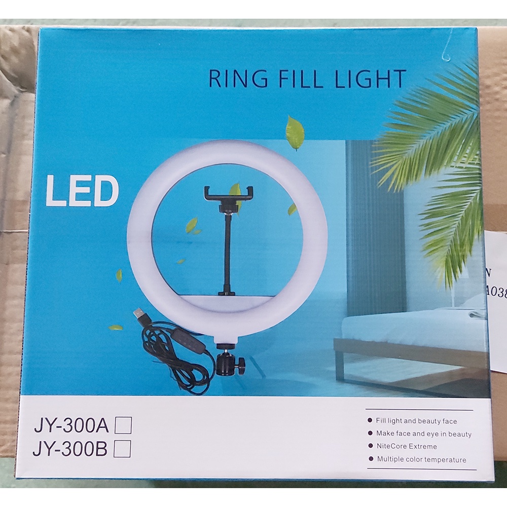 TaffSTUDIO Lampu Halo Ring Light LED Kamera 12 Inch with Smartphone Holder - JY-30B - White