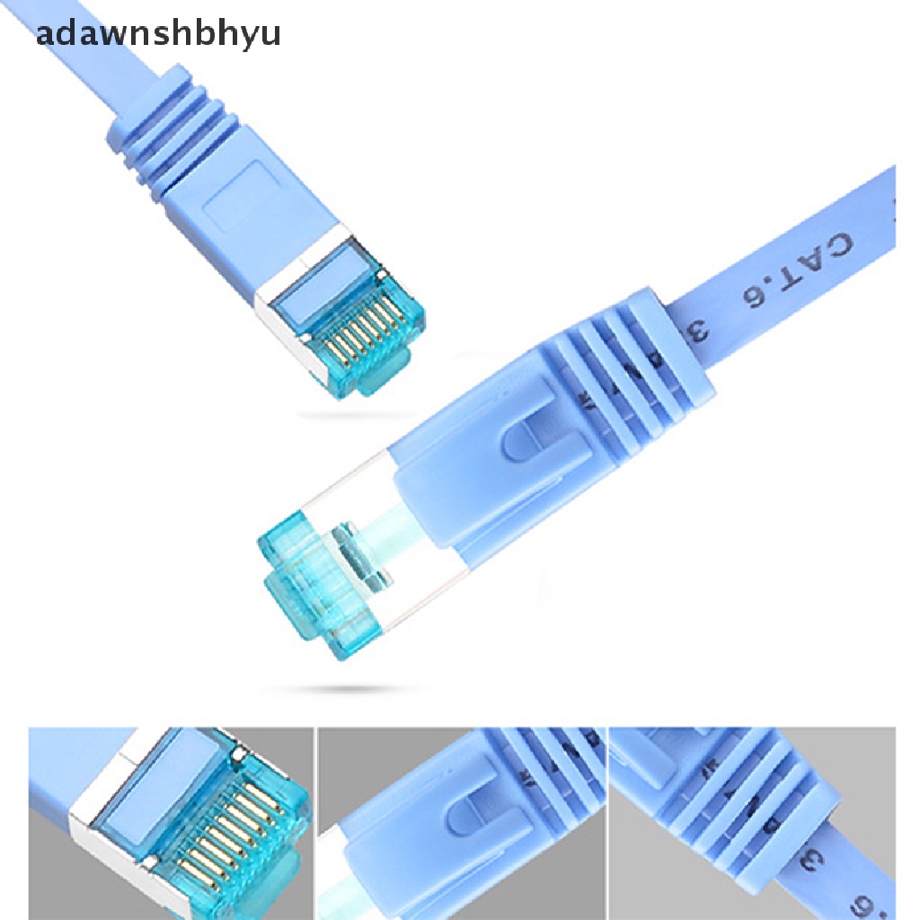 (adawnshbhyu) Kabel Jaringan LAN Ethernet RJ45 Cat6 Flat Panjang 1-5m