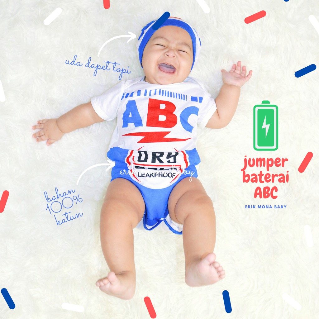 ✔️baju bayi jumper bayi ✔️karakter baterai ABC murah lucu✔️