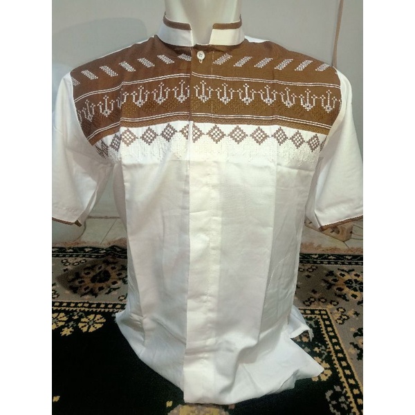 baju Koko lengan pendek putih tulang