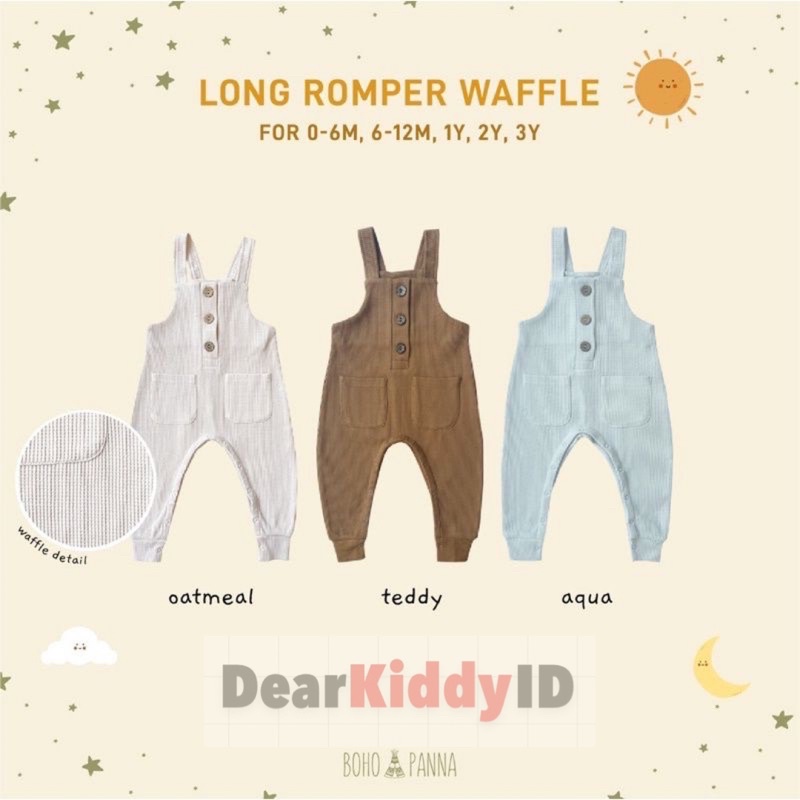 BohoBaby LONG ROMPER WAFFLE BohoPanna / Boho Jumpsuit Bayi Anak UNISEX / Romper Panjang Anak - NEW