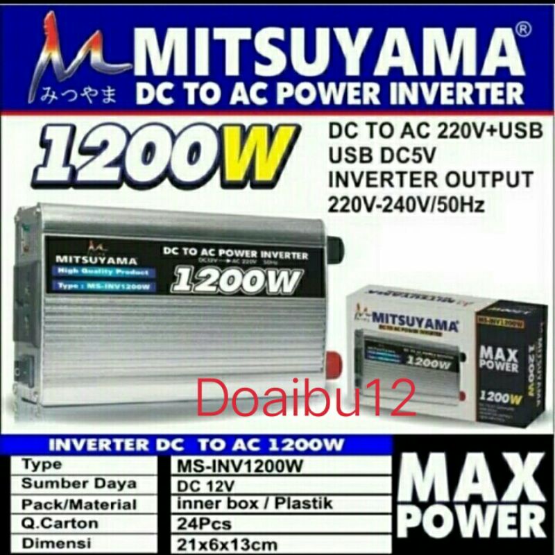 Cod Power Inverter Mitsuyama MS1200 Original DC to Ac