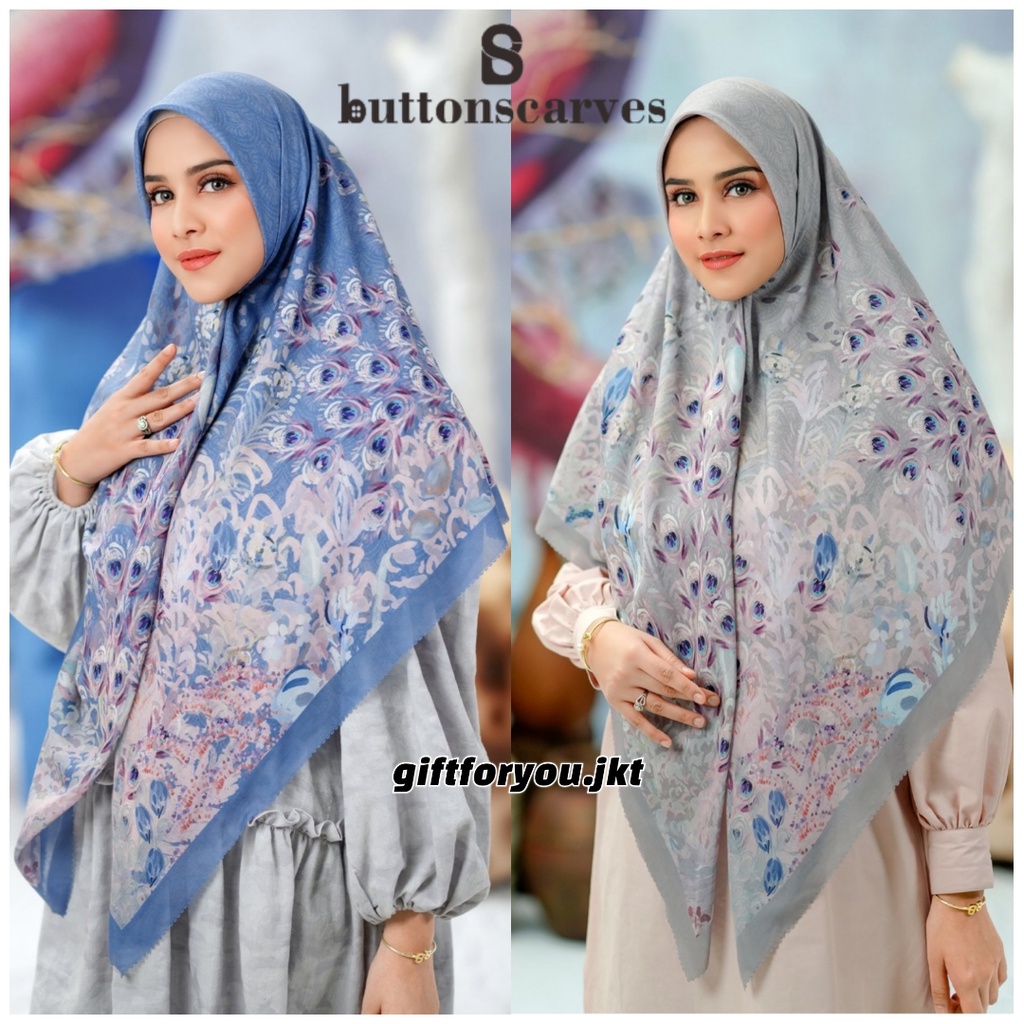 Buttonscarves The Ederra Series Voal Square XL Allure / Glacier Original Hijab Kerudung Premium