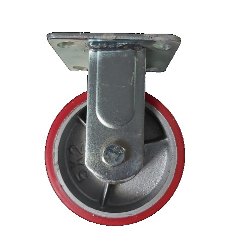 Roda Caster Troli / Trolly PU Merah 5 Inch Heavy Duty Mati ( Maju Mundur ) Ranger Germany