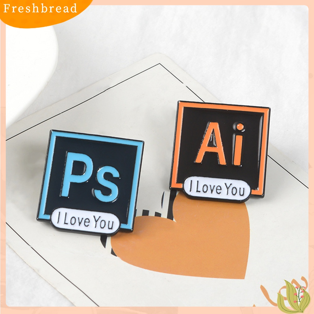 [ TERLARIS]PS AI PR AU Photoshop Illustrator Brooch Pin I Love You Shirt Lapel Enamel Badge