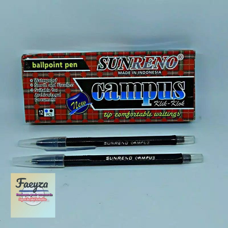 pulpen SUNRENO CAMPUS tinta hitam 12 pcs