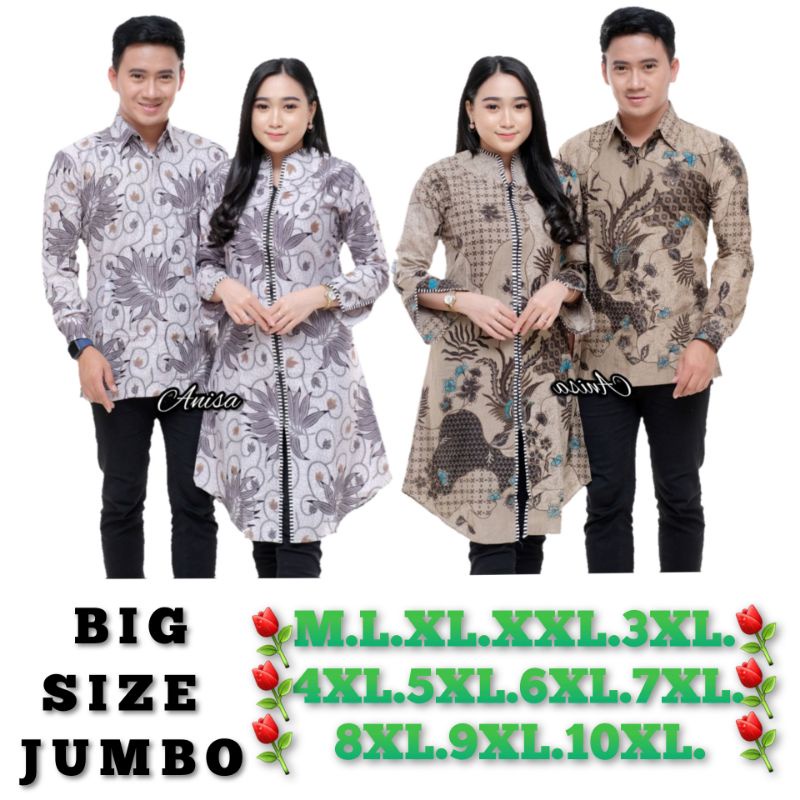 COUPLE BATIK DRES TUNIK BIG SIZE JUMBO M.L.XL.XXL.3XL.4XL.5XL.6XL.7XL.8XL.9XL.10XL