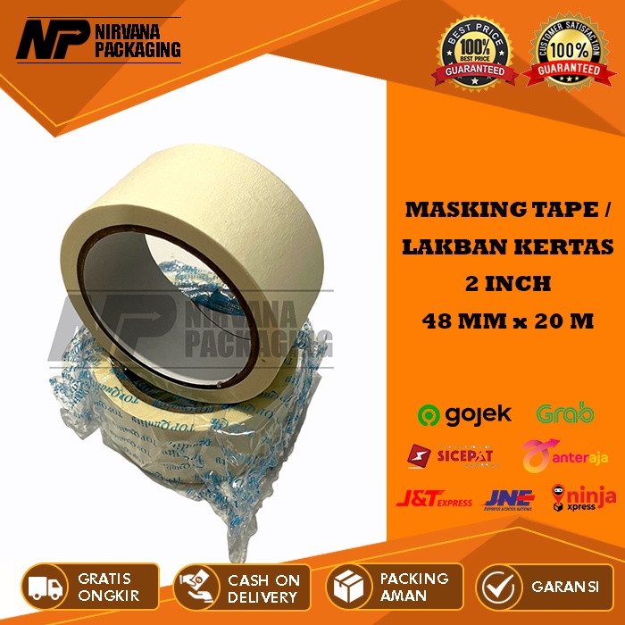 

MASKING TAPE / LAKBAN KERTAS 2 INCH - 48 MM X 20 METER FULL KUALITAS TERBAIK