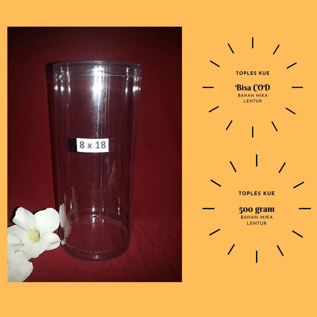 Tabung mika souvenir D8xT18 = 66pcs Toples Mika Untuk kue kering souvenir dan tempat keripik