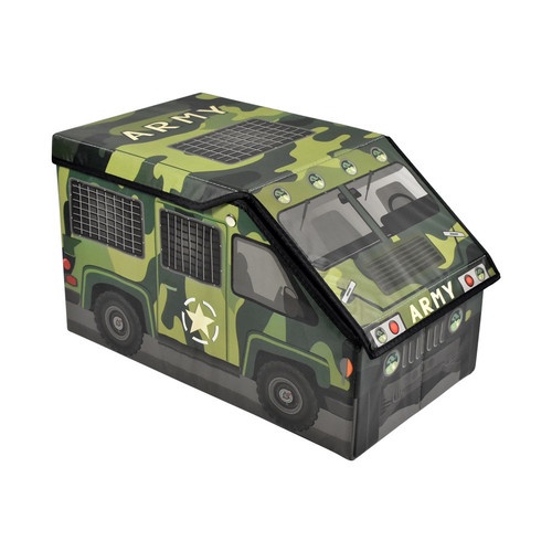 Krishome Kotak Penyimpanan Ottoman Kids Vehicle - Hijau