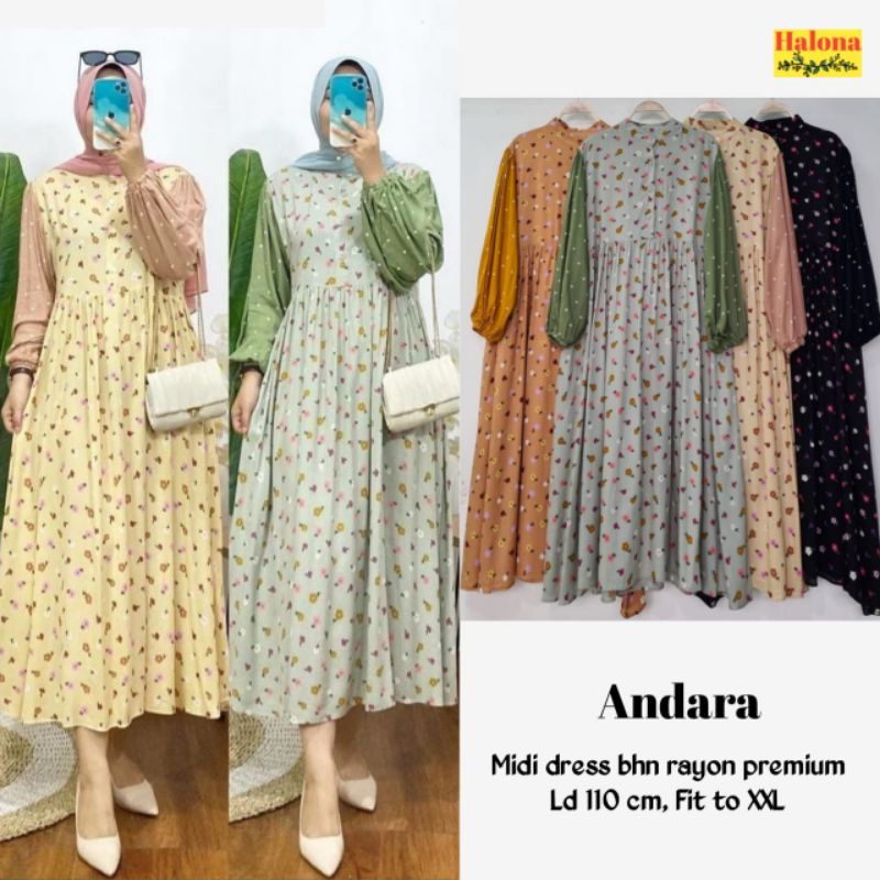 Midi Dress Wanita - Andara Midi by Halona