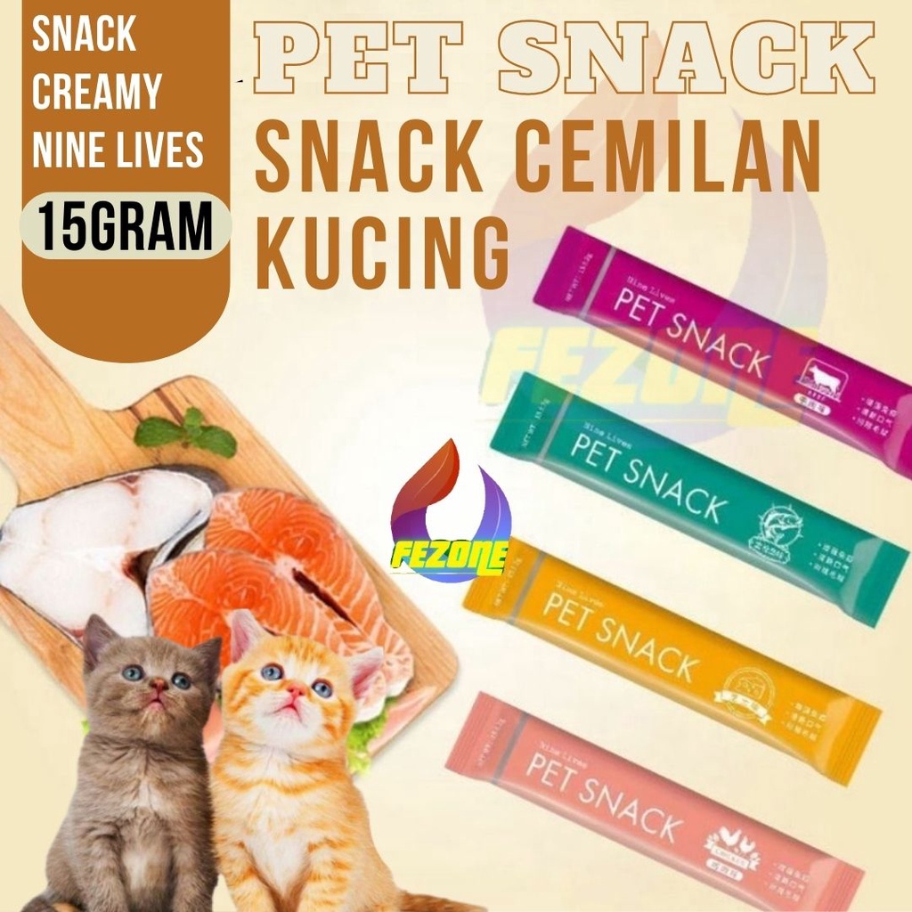 Nine Lives Creamy Cat Treats Snack Cemilan Kucing Cair Liquid 15 Gram FEZONE