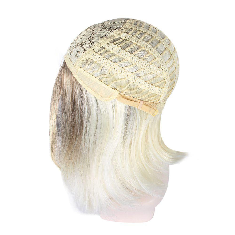 Lily Blonde Wig Middle Score Rambut Sintetis Ombre Rambut Pendek Warna Natural