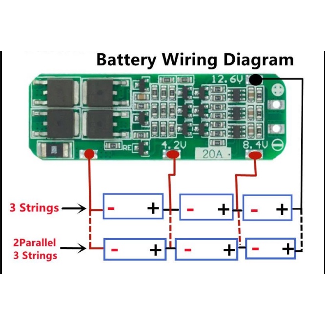 Modul PCB BMS 3S 20A 12V Pelindung Charger Pack Balance Lithium Baterai Li-ion 18650 12 Volt