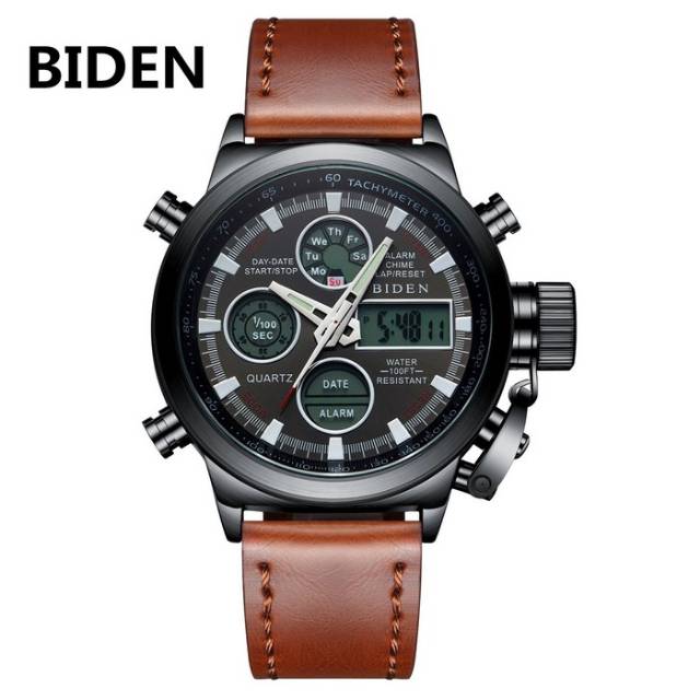 Jam Tangan Pria Biden Original Dual Time Water Resist