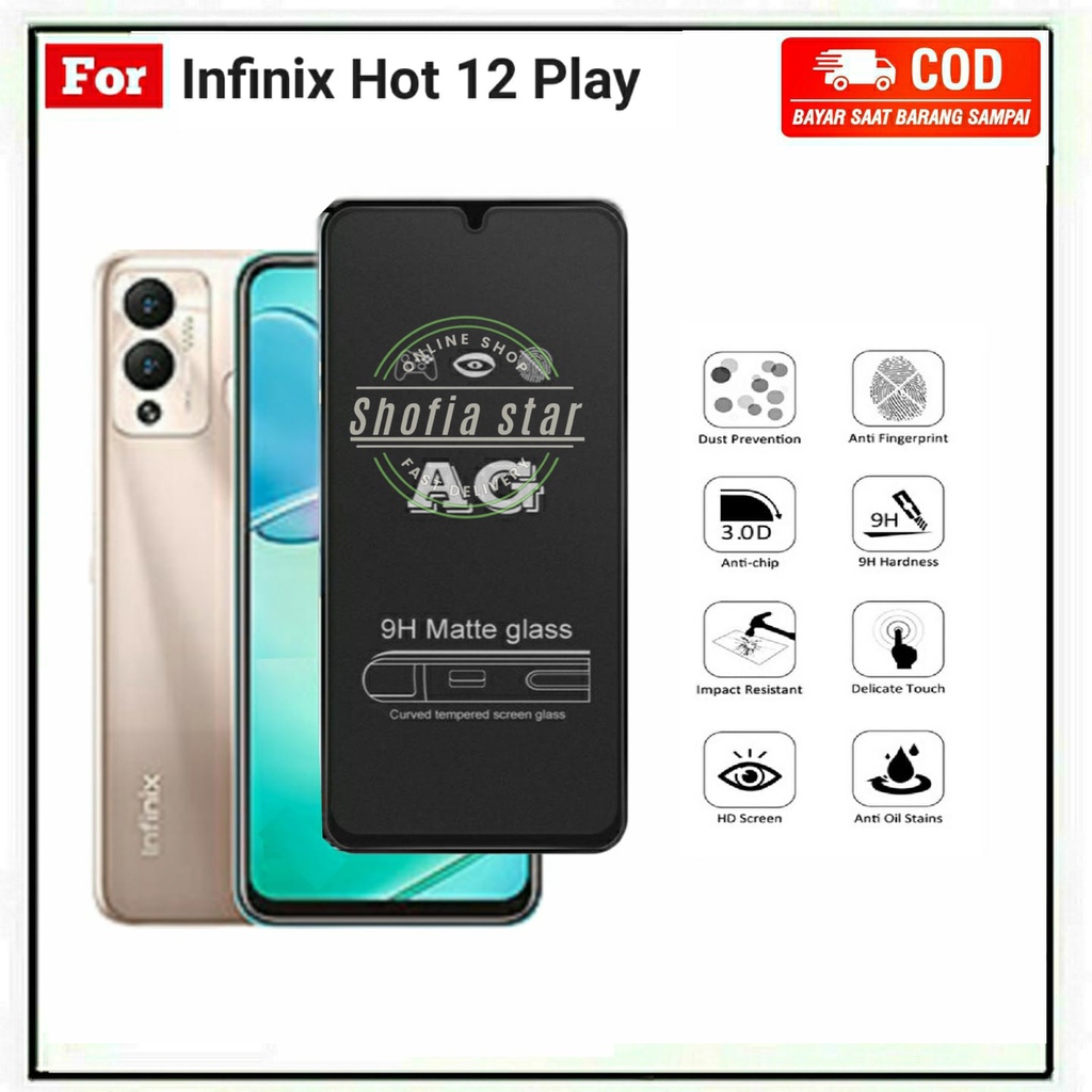 TEMPERED GLASS BLUE LIGHT INFINIX HOT 12 PLAY 12 PLAY NFC 12 12I TG LAYAR ANTI RADIASI KACA FULL COVER