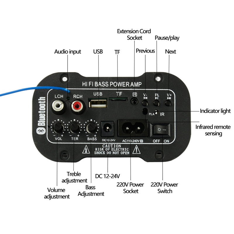 5 Inci 220V Amplifier Board Karaoke Audio Bluetooth USB FM Radio TF Player Subwoofer