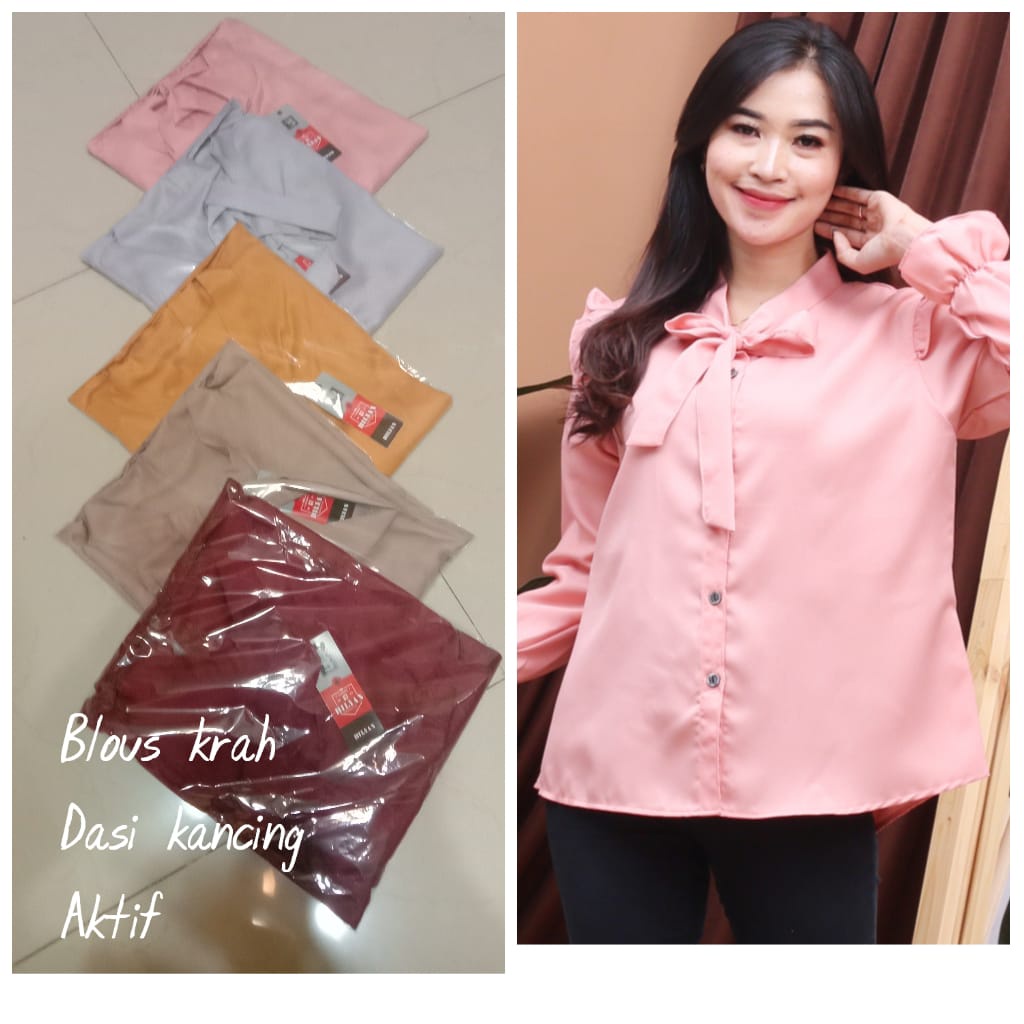 Baju Wanita Kemeja Lengan Panjang Blouse Wanita Kemeja Kantor Kemeja Crinkle Kemeja Lengan Panjang Blouse Kemeja Atasan NB3121n